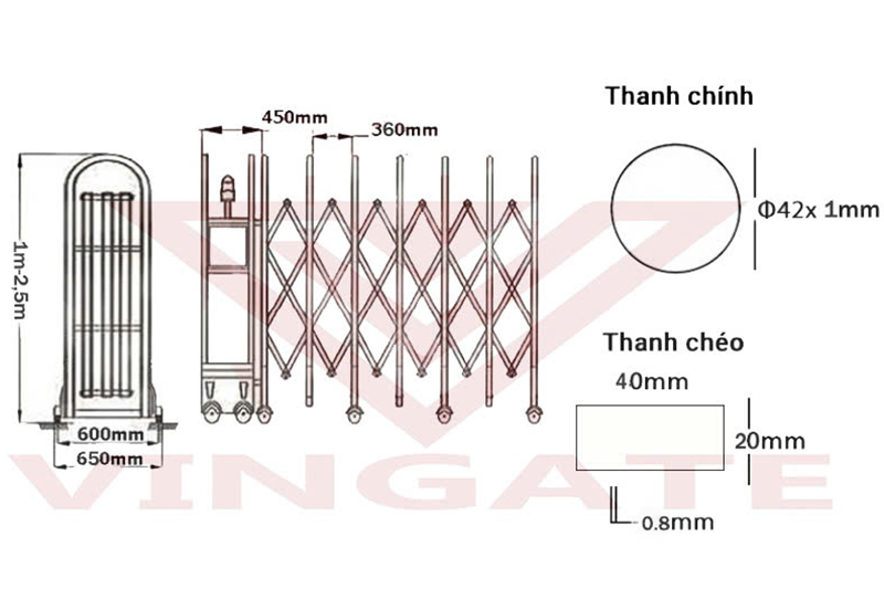 Cổng xếp inox trong nước V01