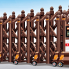 Mẫu cổng trượt tự động nhôm HY-016 màu đồng sang trọng.