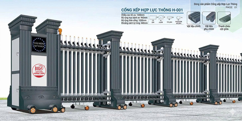 cong-xep-hop-kim-nhom-h-001 Cổng xếp hợp kim nhôm H-001