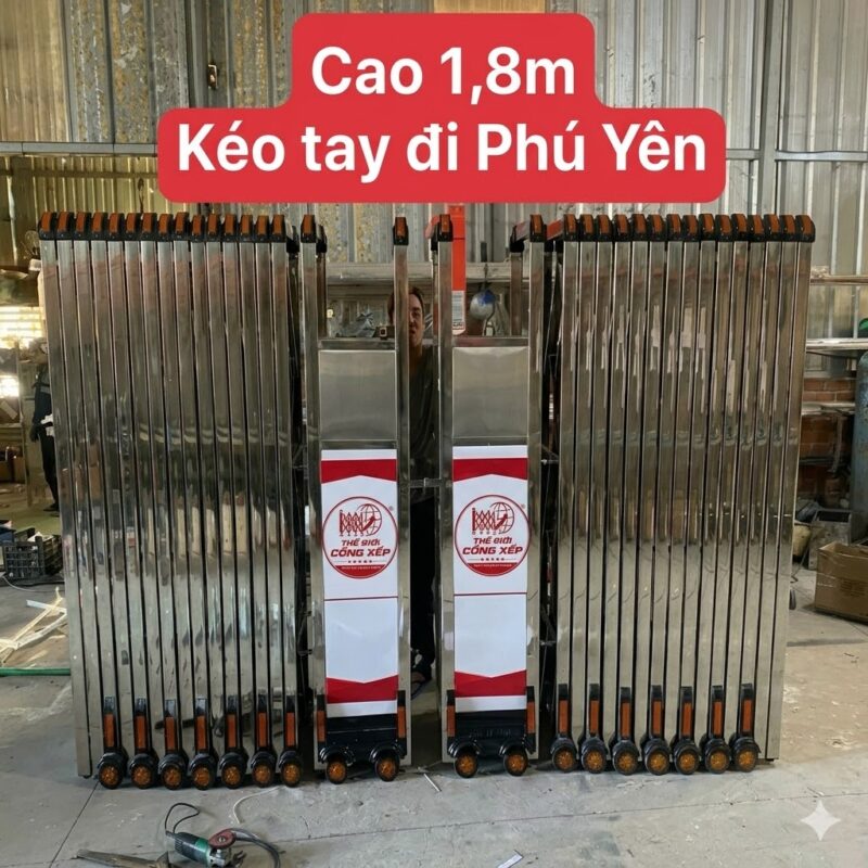 Thi công cổng xếp inox V03 trong nước chất lượng cao