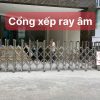 Cổng xếp inox V06 tự động hiện đại cho khu công nghiệp và nhà máy
