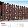 Cổng xếp nhôm nhập khẩu HY-001 màu nâu cafe sang trọng.