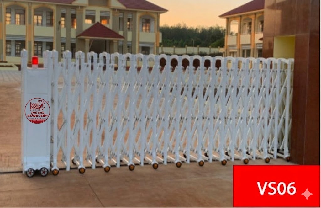 Cổng xếp tự động VS06 phun màu hiện đại cho công trình lớn