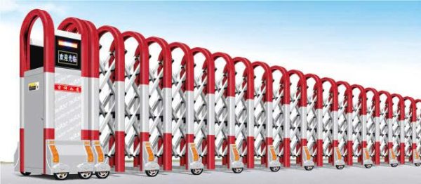 cổng trượt tự động nhôm jx010 màu trắng đỏ