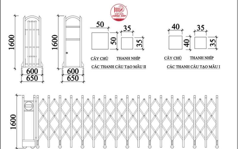 Kích thước cổng xếp inox tiêu chuẩn mới nhất