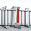 Sự kết hợp hoàn hảo giữa chất liệu Inox sáng bóng và các thanh nan đỏ nổi bật, mang lại vẻ đẹp hiện đại và sang trọng cho cổng chính.