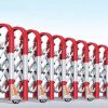 Mẫu cổng xếp V46 với thiết kế vòm tròn và màu sắc nổi bật cho công trình.