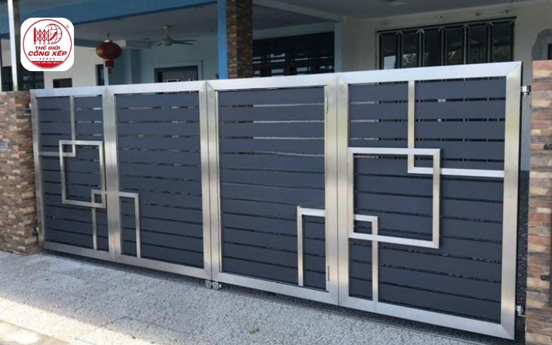 mẫu cổng lùa Inox đẹp và hiện đại