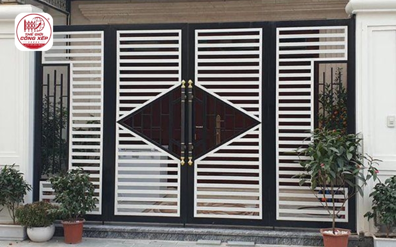cửa cổng 4 cánh xếp trượt