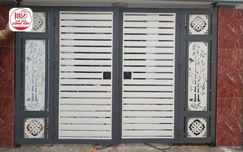 cửa cổng 4 cánh xếp trượt