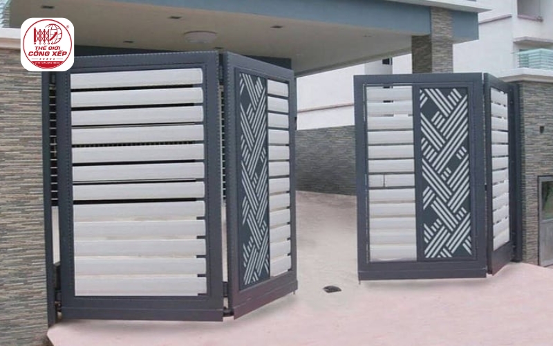 cửa cổng 4 cánh xếp trượt