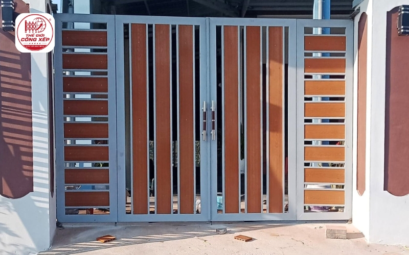 cửa cổng 4 cánh xếp trượt