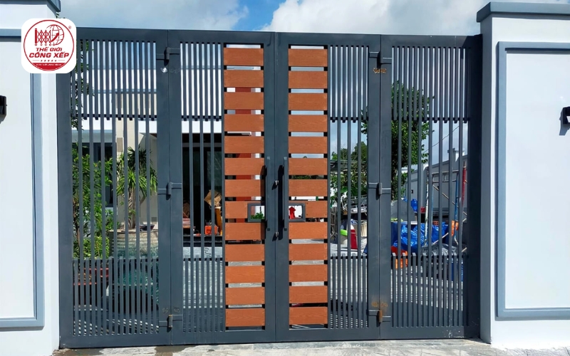 cửa cổng 4 cánh xếp trượt
