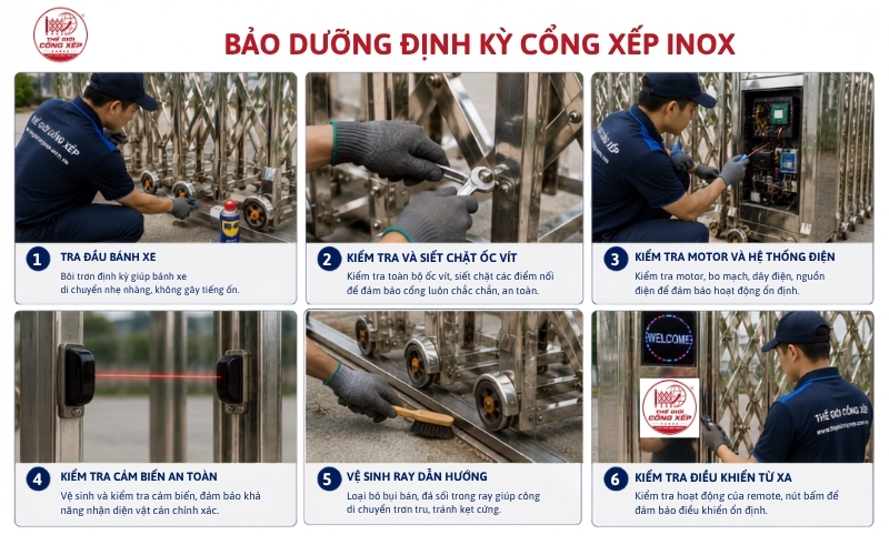 vệ sinh cổng xếp