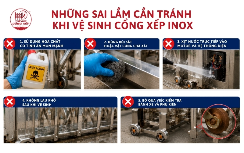 vệ sinh cổng xếp