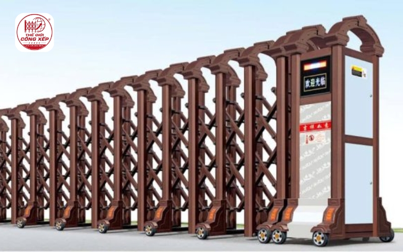 mẫu cổng xếp hợp kim nhôm 