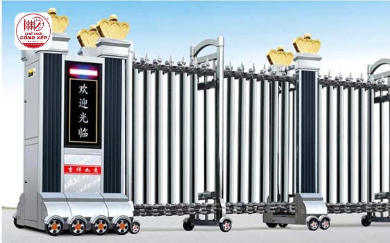 mẫu cổng xếp hợp kim nhôm 